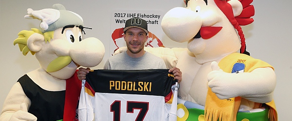 Eishockey Weltmeisterschaft WM 2017 Asterix Obelix Lukas Podolski